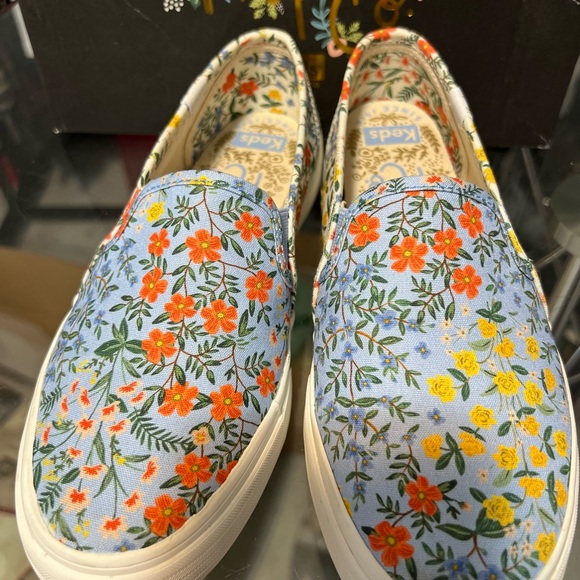 Keds Shoes - Keds x Rifle Paper Co. Double Decker Meadow Blue/Cream Slip-On Sneaker Size 6 W